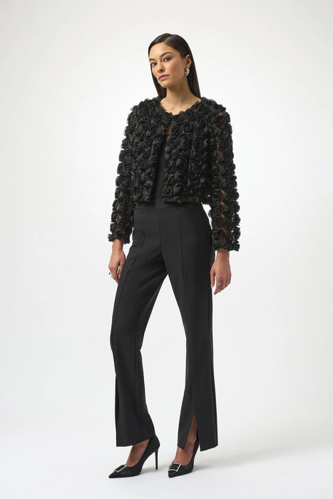 Joseph Ribkoff Black Rosette Long Sleeve Bolero Jacket 254180