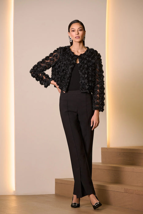 Joseph Ribkoff Black Rosette Long Sleeve Bolero Jacket 254180