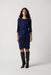 Joseph Ribkoff Style 234059 Black/Royal Sapphire Blue Geometric Twist Front Sheath Dress