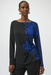Joseph Ribkoff Black/Royal Sapphire 254159 Floral Sapphire Boat Neck Long Sleeves Straight Top