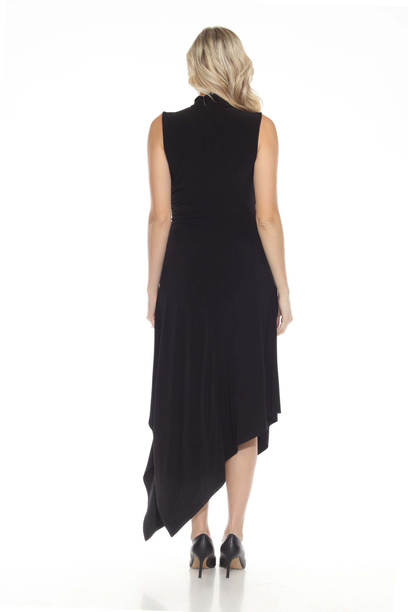 Joseph Ribkoff Ruched Dress Joseph Ribkoff Black Turtleneck Ruched Asymmetric Midi Dress 244038 ...