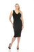 Joseph Ribkoff Style 241205 Black Ruched Fitted Sleeveless Midi Sheath Dress
