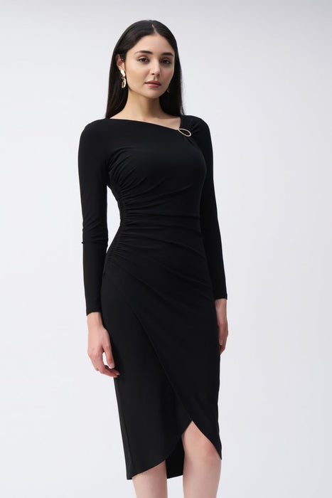 Joseph Ribkoff Ruched Dress Joseph Ribkoff Ruched Wrap Midi Sheath Dress 243169 — AfterRetail
