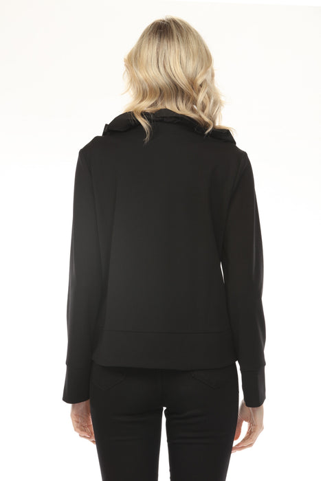 Joseph Ribkoff Black Ruffled Collar Long Sleeve Jacket 254042