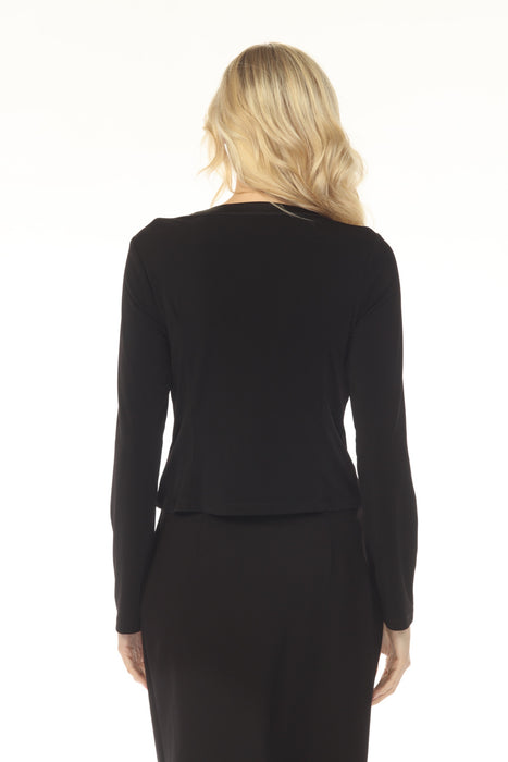 Joseph Ribkoff Black Satin Trim Button Front Jacket 254015