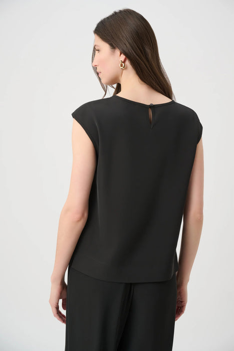 Joseph Ribkoff Scoop Neck Woven Twill Boxy Top 261122
