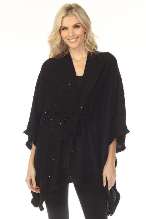 Joseph Ribkoff Black Sequined Bouclé Belted Cover Up 254009