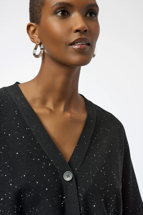 Joseph Ribkoff Black Sequined Button Front Relaxed Cardigan 254939