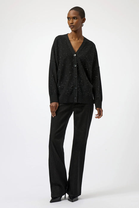 Joseph Ribkoff Black Sequined Button Front Relaxed Cardigan 254939