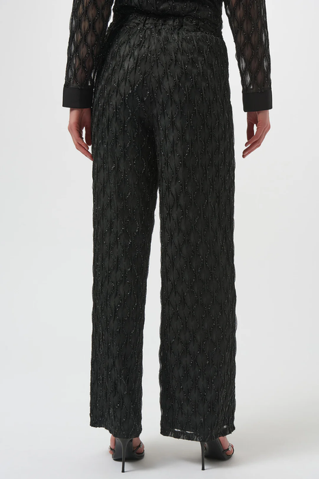 Joseph Ribkoff Black Sequined Pull On Wide Leg Pants 254118