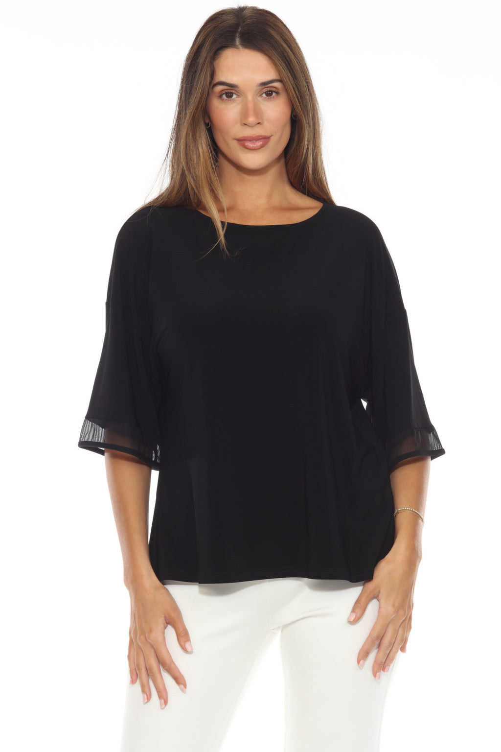 Joseph Ribkoff T Navy Crew Neck Top 213664 2166 main image 0