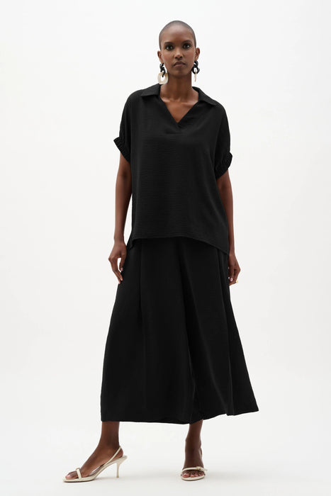 Joseph Ribkoff Shirred Sleeves V-Neck Boxy Top 262078