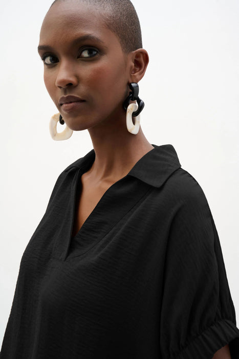 Joseph Ribkoff Shirred Sleeves V-Neck Boxy Top 262078