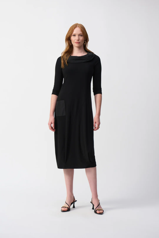 Joseph Ribkoff 251198 Black Silky Knit 3/4 Sleeves Cocoon Dress