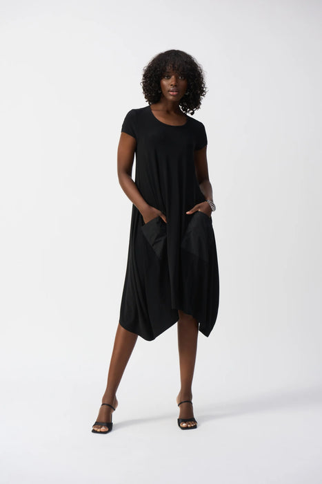 Joseph Ribkoff Style 251146 Black Silky Knit Midi Cocoon Dress