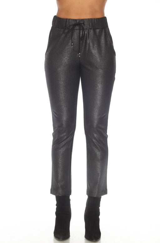Joseph Ribkoff Style 233001 Black/Silver Metallic Pull On Straight Ankle Pants