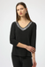 Joseph Ribkoff 254025 Black/Silver V-Neck Sequined Straight Top