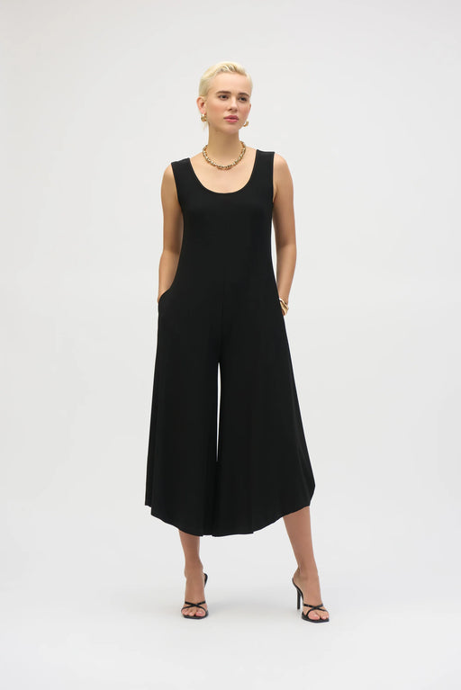 Joseph Ribkoff Style 252056 Black Sleeveless Cropped Wide Leg Jumpsuit
