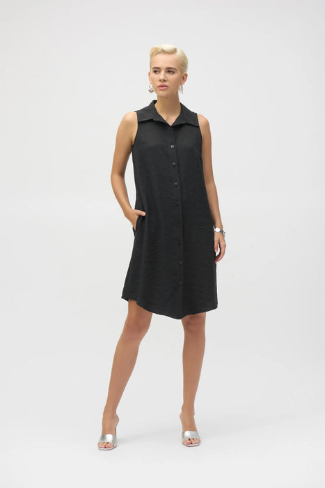 Joseph Ribkoff Style 252173 Black Button-Down Sleeveless Shirt Dress