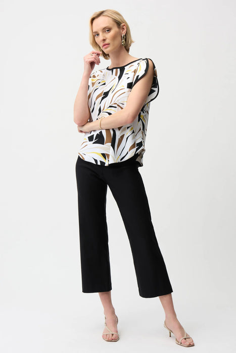 Joseph Ribkoff Black Soft Micro Twill HIgh Waist Culotte Pants 261024