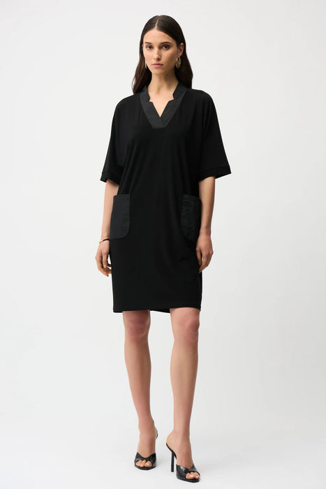 Joseph Ribkoff Notched V-Neck Half Sleeve Shift Dress 261010