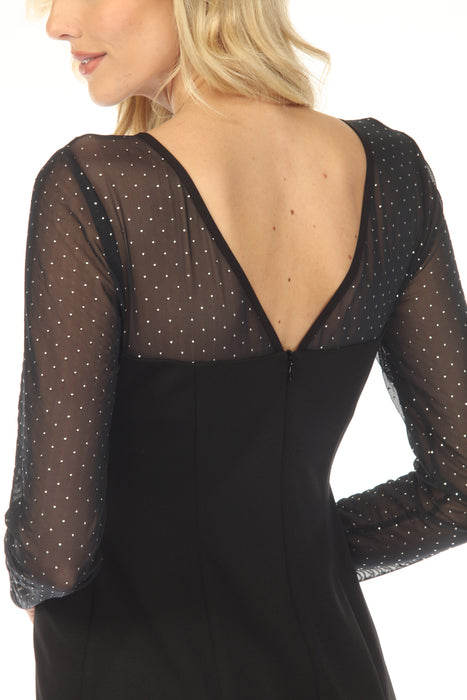 Joseph Ribkoff Black Studded Mesh Yoke Sheath Dress 254085