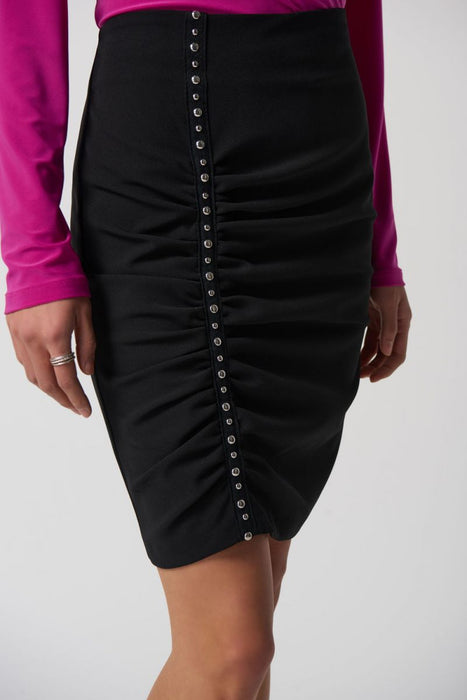 Joseph Ribkoff Black Studded Ruched Mini Skirt 233275