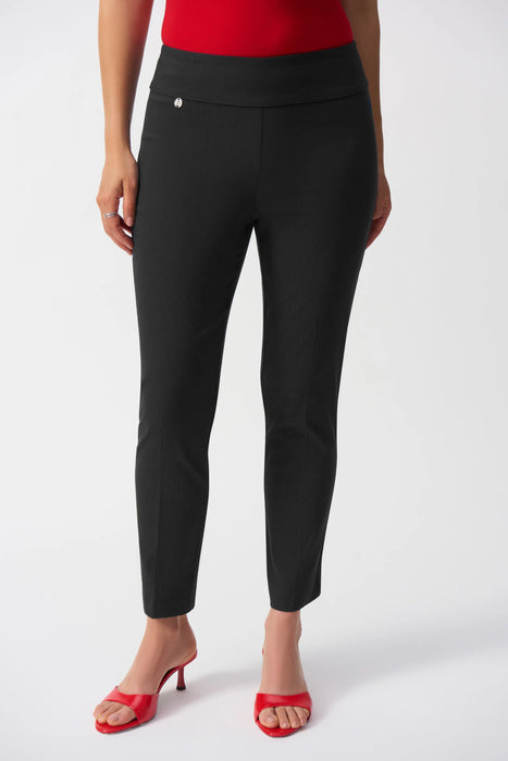 Joseph Ribkoff Style 251256 Black Textured Jacquard Cropped Pants