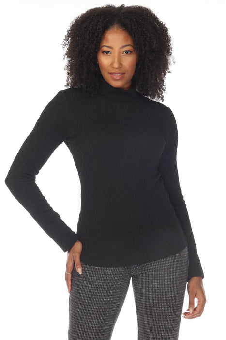 Joseph Ribkoff Style 233254 Black Turtleneck Long Sleeve Textured Knit Sweater Top