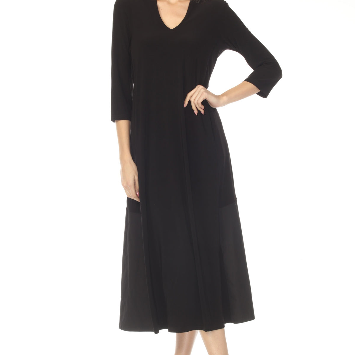 Buy Joseph Ribkoff Black V-Neck 3/4 Sleeve Maxi Dress 254150 AfterRetail Buy Joseph Ribkoff Black V-Neck 3/4 Sleeve Maxi Dress 254150 AfterRetail