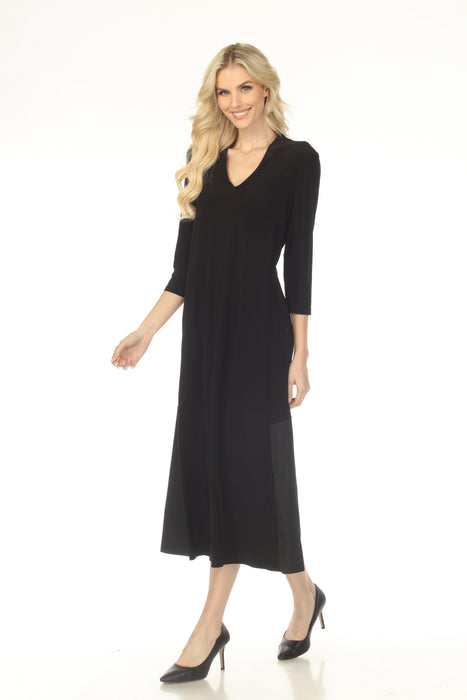 Joseph Ribkoff Black V-Neck 3/4 Sleeve Maxi Dress 254150