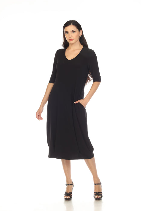 Joseph Ribkoff Style 232199 Black V-Neck Half Sleeve Midi Dress