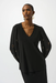 Joseph Ribkoff 253084 Black V-Neck Long Embellished Puff Sleeves Top