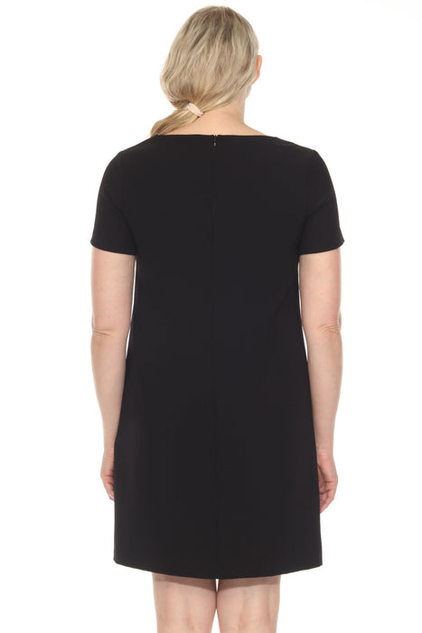 Joseph Ribkoff Black/Vanilla Bow Detail Shift Dress 251139 AfterRetail Joseph Ribkoff Black/Vanilla Bow Detail Shift Dress 251139 AfterRetail