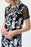 Joseph Ribkoff Black/Vanilla Brushstroke Print Mesh Sleeve Polo Dress 231150 NEW