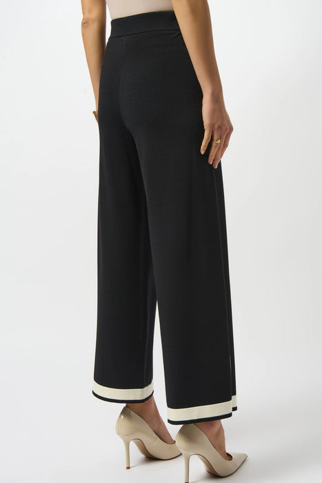 Joseph Ribkoff Black/Vanilla Color Block Knit Wide Leg Pants 253910