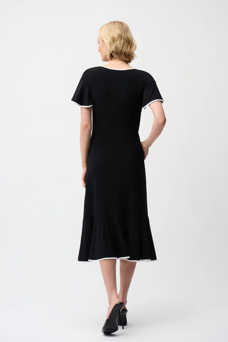 Joseph Ribkoff Contrast Trim Faux Wrap Midi Dress 261013