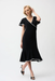 Joseph Ribkoff 261013 Black/Vanilla Contrast Trim Faux Wrap Dress