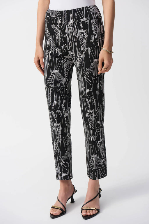 Joseph Ribkoff Style 251224 Black/Vanilla Sketch Print Pull On Cropped Pants