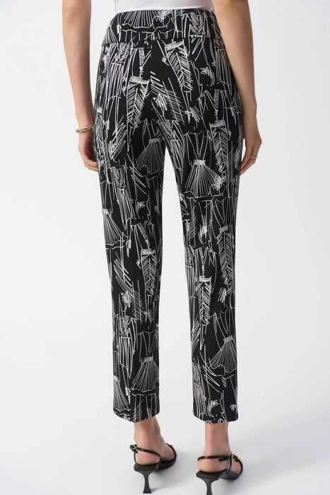 Joseph Ribkoff Black/Vanilla Sketch Print Pull On Cropped Pants 251224