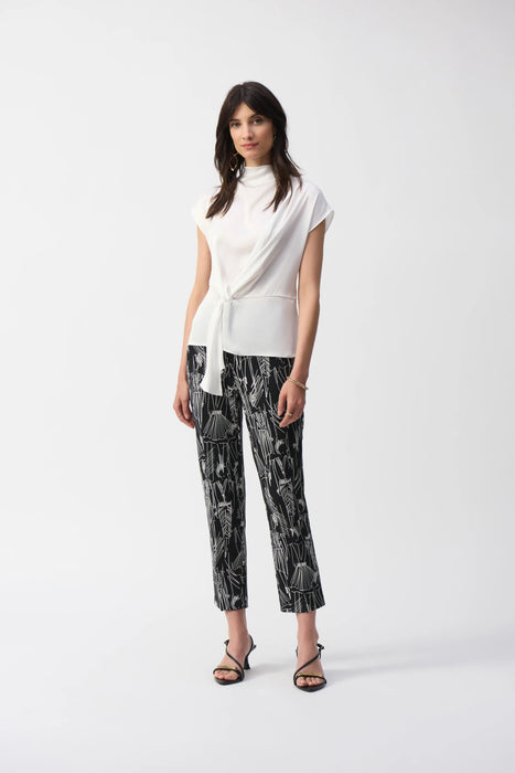 Joseph Ribkoff Black/Vanilla Sketch Print Pull On Cropped Pants 251224
