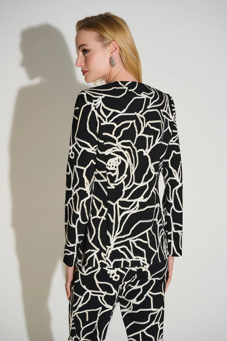 Joseph Ribkoff Black/Vanilla Foiled Floral Blazer Jacket 253781