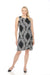 Joseph Ribkoff Style 242114 Black/Vanilla Geometric Print Shirred Sleeveless Sheath Dress