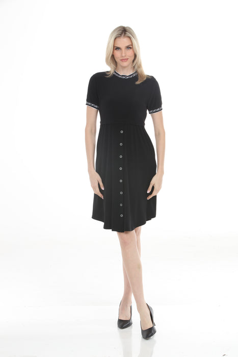 Woman wearing Joseph Ribkoff button-up dress for office outfit