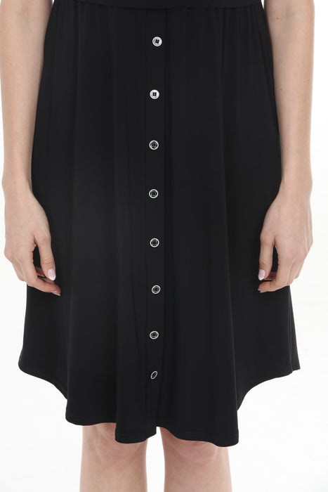 Joseph Ribkoff Black/Vanilla Chain Rib Trim A-Line Dress 261093