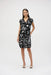 Joseph Ribkoff Style 252025 Black/Vanilla Paris Print Cap Sleeve Cocoon Dress