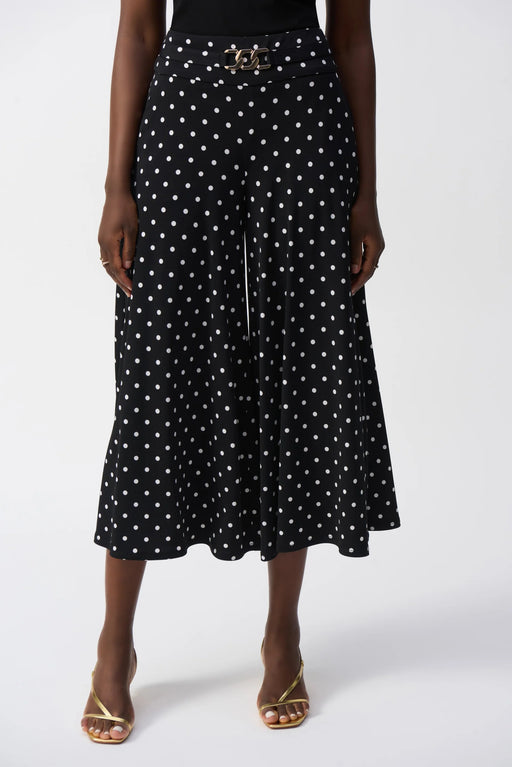 Joseph Ribkoff Style 251040 Black/Vanilla Polka Dot Culotte Pants