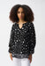 Joseph Ribkoff Style 251277 Black/Vanilla Polka Dot Puff Sleeve Chiffon Top
