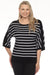 Joseph Ribkoff Style 251190 Black/Vanilla Striped 3/4 Sleeve Boat Neck Top