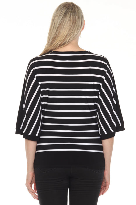 Joseph Ribkoff Striped 3/4 Sleeve Boat Neck Top 251190